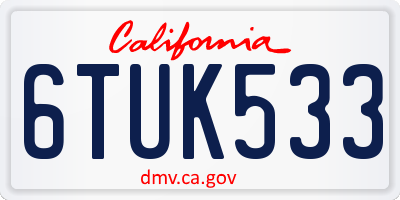 CA license plate 6TUK533