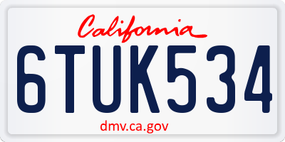 CA license plate 6TUK534