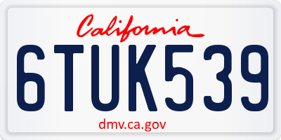 CA license plate 6TUK539