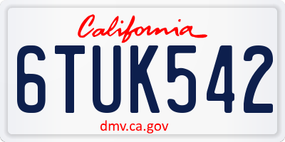 CA license plate 6TUK542