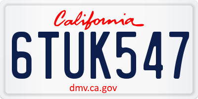 CA license plate 6TUK547