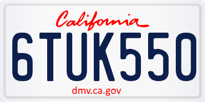 CA license plate 6TUK550