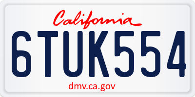 CA license plate 6TUK554