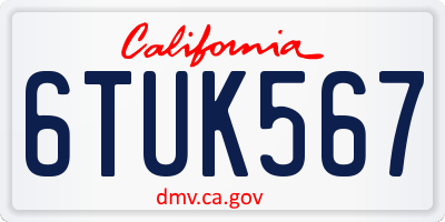CA license plate 6TUK567
