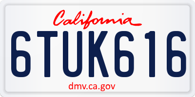 CA license plate 6TUK616