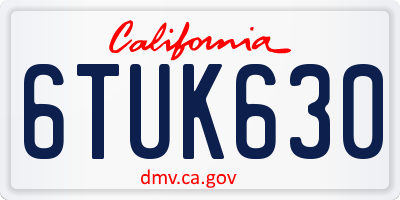 CA license plate 6TUK630