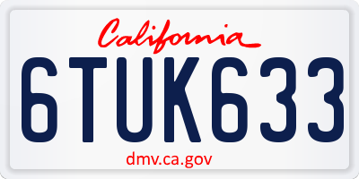 CA license plate 6TUK633
