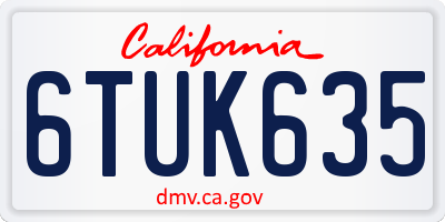 CA license plate 6TUK635