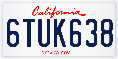 CA license plate 6TUK638