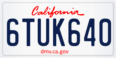 CA license plate 6TUK640