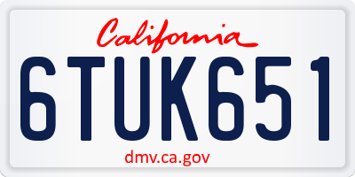 CA license plate 6TUK651