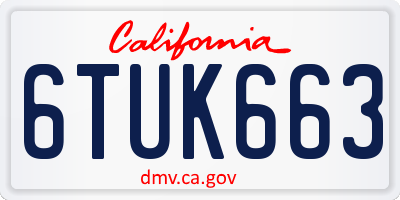 CA license plate 6TUK663