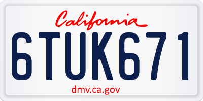 CA license plate 6TUK671
