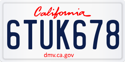 CA license plate 6TUK678