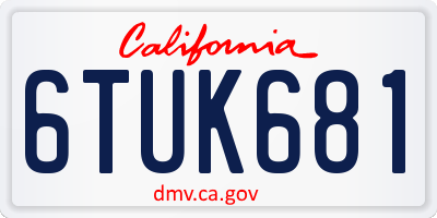 CA license plate 6TUK681