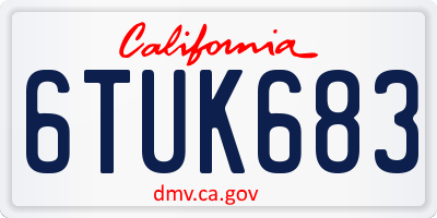 CA license plate 6TUK683
