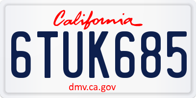 CA license plate 6TUK685