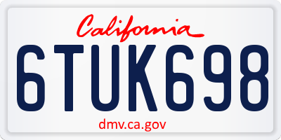 CA license plate 6TUK698