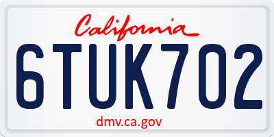 CA license plate 6TUK702