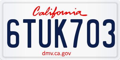 CA license plate 6TUK703