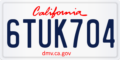 CA license plate 6TUK704