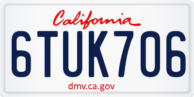 CA license plate 6TUK706