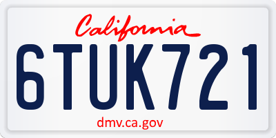 CA license plate 6TUK721