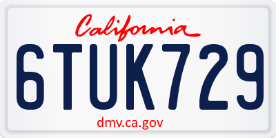 CA license plate 6TUK729