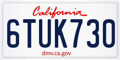 CA license plate 6TUK730