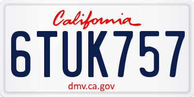 CA license plate 6TUK757