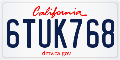 CA license plate 6TUK768