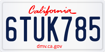 CA license plate 6TUK785