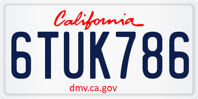 CA license plate 6TUK786