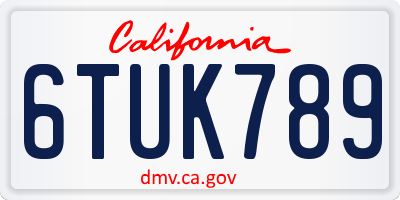 CA license plate 6TUK789