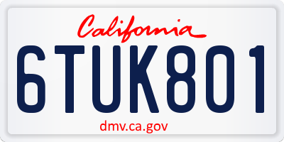 CA license plate 6TUK801