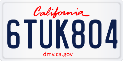 CA license plate 6TUK804