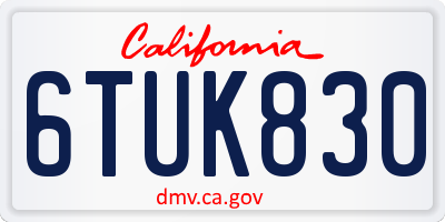 CA license plate 6TUK830