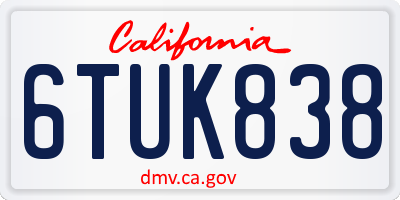 CA license plate 6TUK838