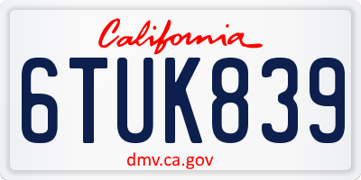 CA license plate 6TUK839