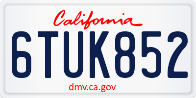 CA license plate 6TUK852