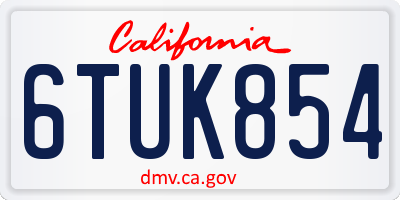 CA license plate 6TUK854