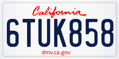 CA license plate 6TUK858