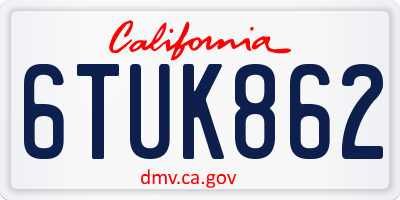CA license plate 6TUK862