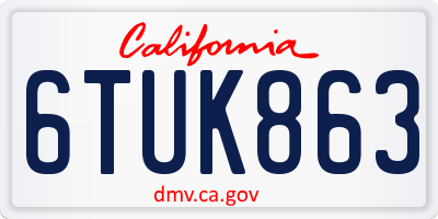 CA license plate 6TUK863