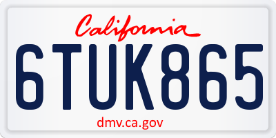 CA license plate 6TUK865