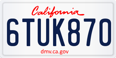 CA license plate 6TUK870