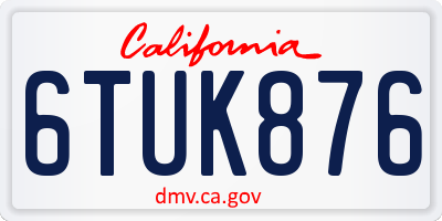 CA license plate 6TUK876