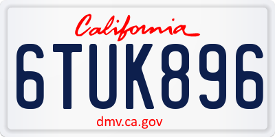 CA license plate 6TUK896