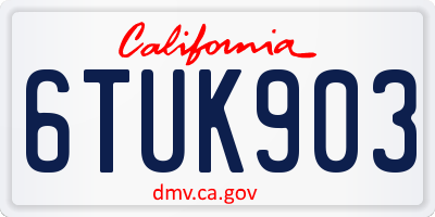 CA license plate 6TUK903