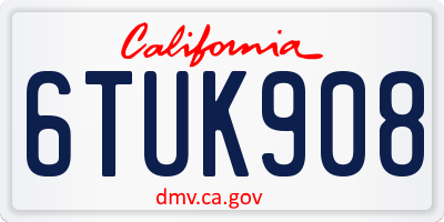 CA license plate 6TUK908